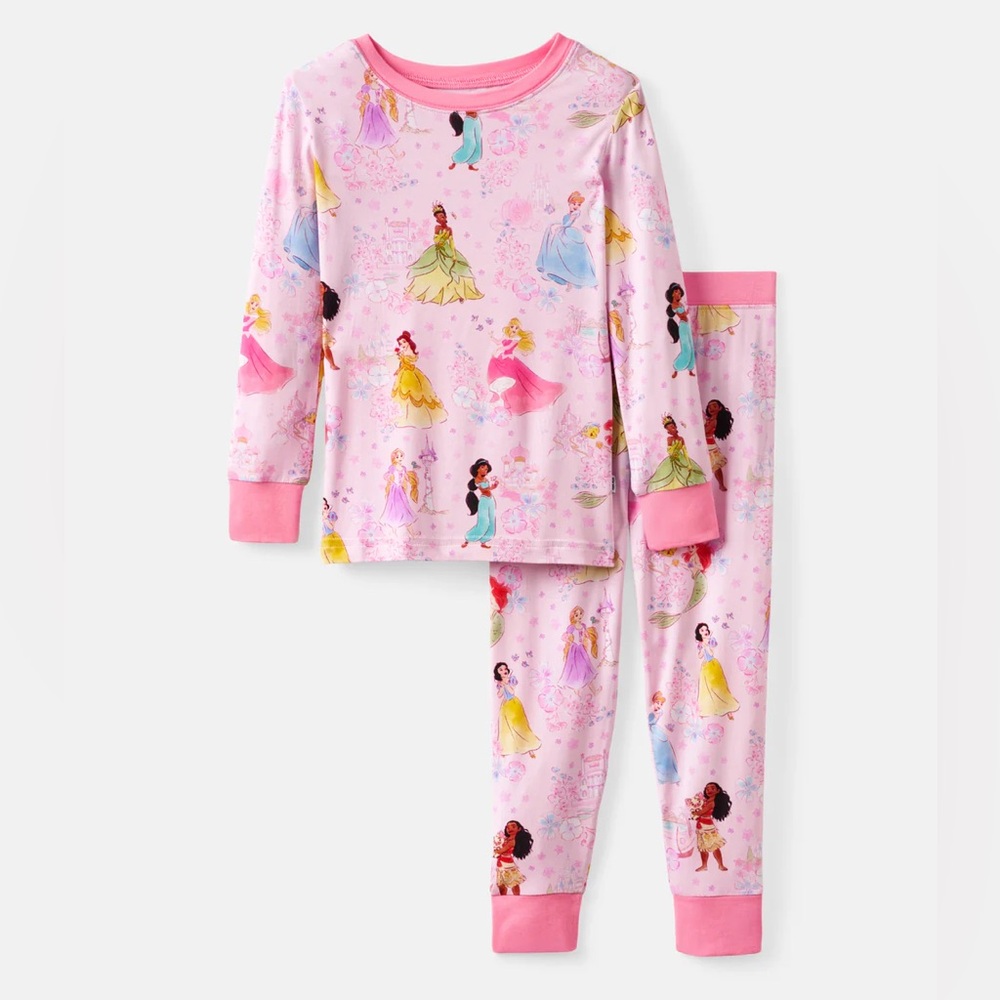 NWT Size 5/6 Little Sleepies Princess Garden Long Sleeve and Pants Disney Pink